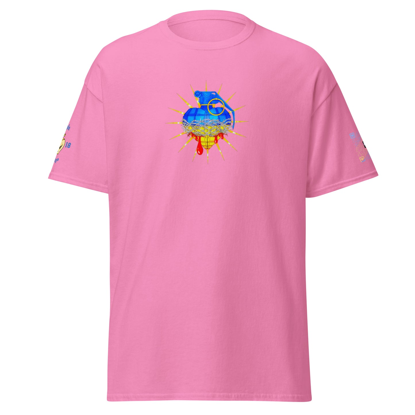 Ukraine is Bleeding Pink Unisex tee with Heart Shaped Grenade
