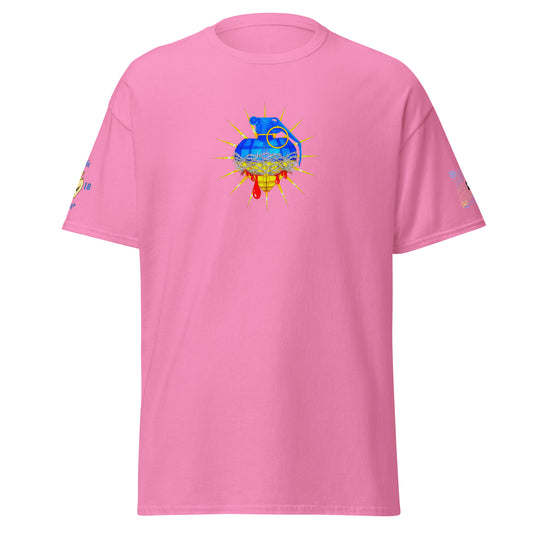 Ukraine is Bleeding Pink Unisex tee with Heart Shaped Grenade