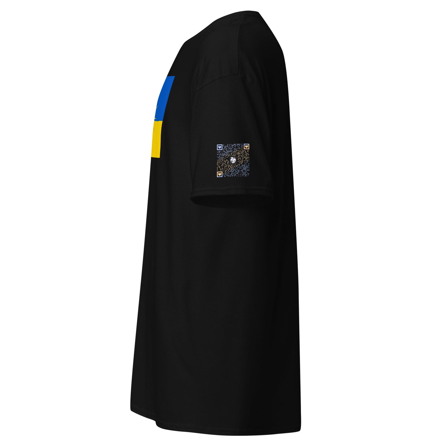 Ukraine is Bleeding Black Unisex tee with Ukrainian Flag & Heart Shaped Grenade